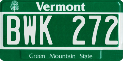 VT license plate BWK272