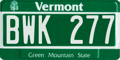 VT license plate BWK277