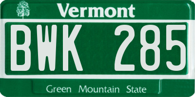VT license plate BWK285