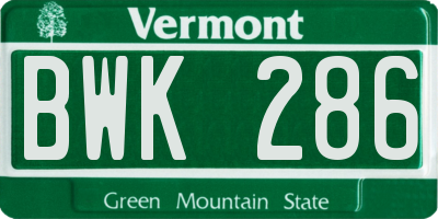VT license plate BWK286