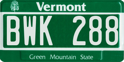 VT license plate BWK288
