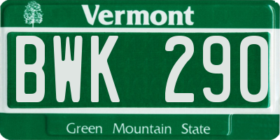 VT license plate BWK290