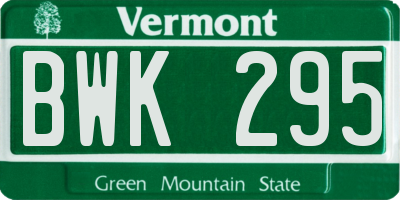 VT license plate BWK295