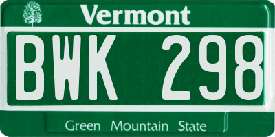VT license plate BWK298