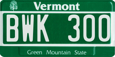VT license plate BWK300