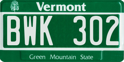 VT license plate BWK302