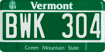 VT license plate BWK304