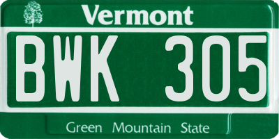 VT license plate BWK305