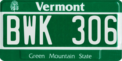 VT license plate BWK306