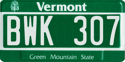 VT license plate BWK307