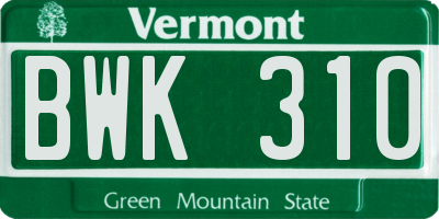 VT license plate BWK310