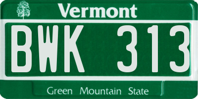 VT license plate BWK313