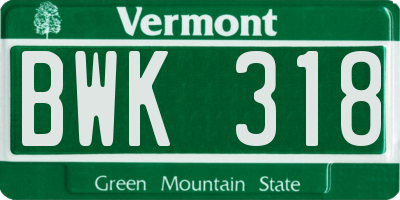 VT license plate BWK318
