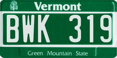 VT license plate BWK319