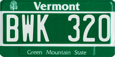 VT license plate BWK320