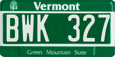 VT license plate BWK327