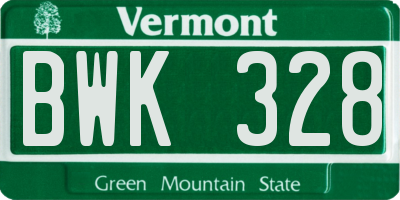 VT license plate BWK328