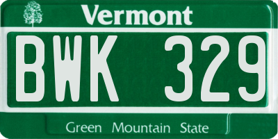 VT license plate BWK329