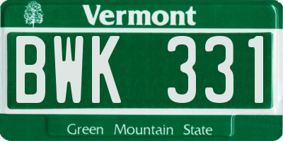 VT license plate BWK331