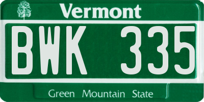 VT license plate BWK335