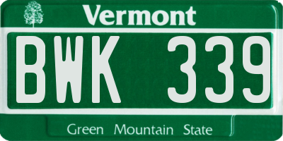VT license plate BWK339