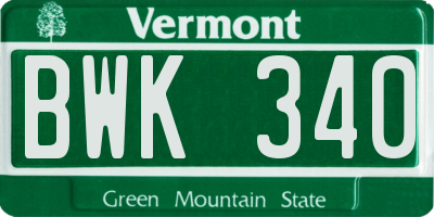 VT license plate BWK340