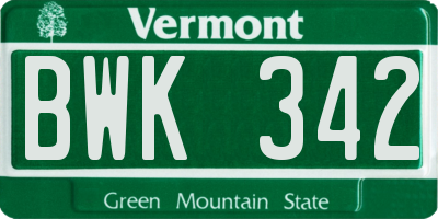 VT license plate BWK342