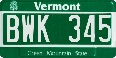 VT license plate BWK345