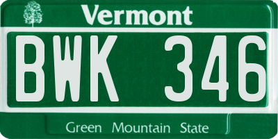 VT license plate BWK346