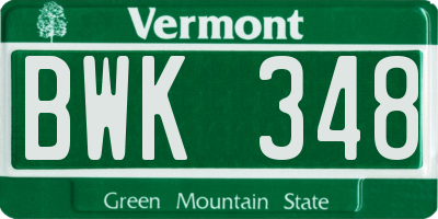 VT license plate BWK348