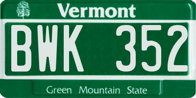 VT license plate BWK352