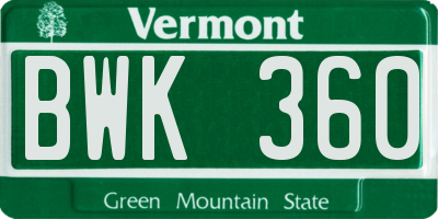VT license plate BWK360