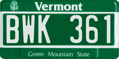 VT license plate BWK361