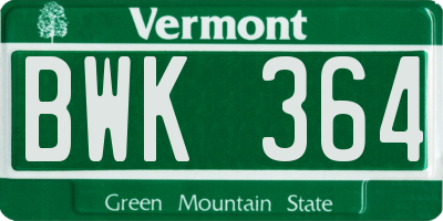 VT license plate BWK364