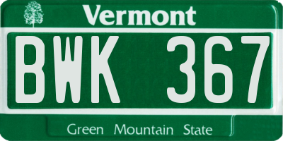 VT license plate BWK367