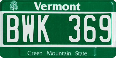 VT license plate BWK369