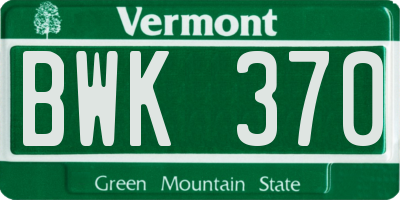 VT license plate BWK370