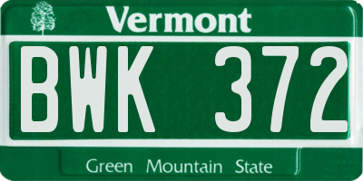 VT license plate BWK372