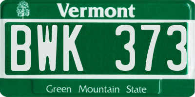 VT license plate BWK373