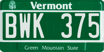 VT license plate BWK375