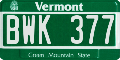 VT license plate BWK377
