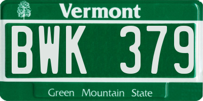 VT license plate BWK379