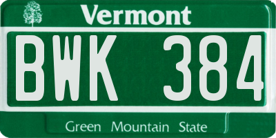 VT license plate BWK384