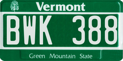VT license plate BWK388