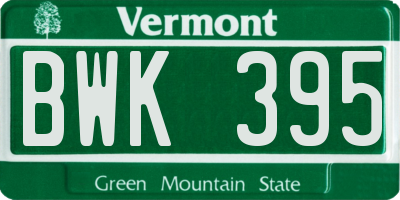 VT license plate BWK395