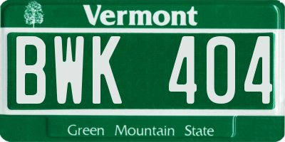 VT license plate BWK404