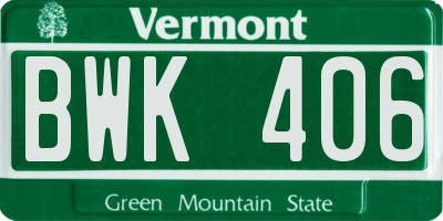VT license plate BWK406