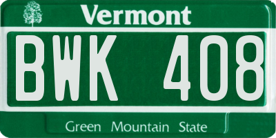 VT license plate BWK408