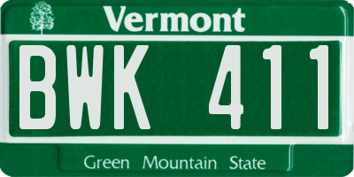 VT license plate BWK411