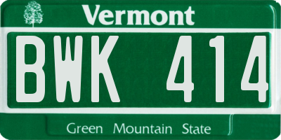 VT license plate BWK414